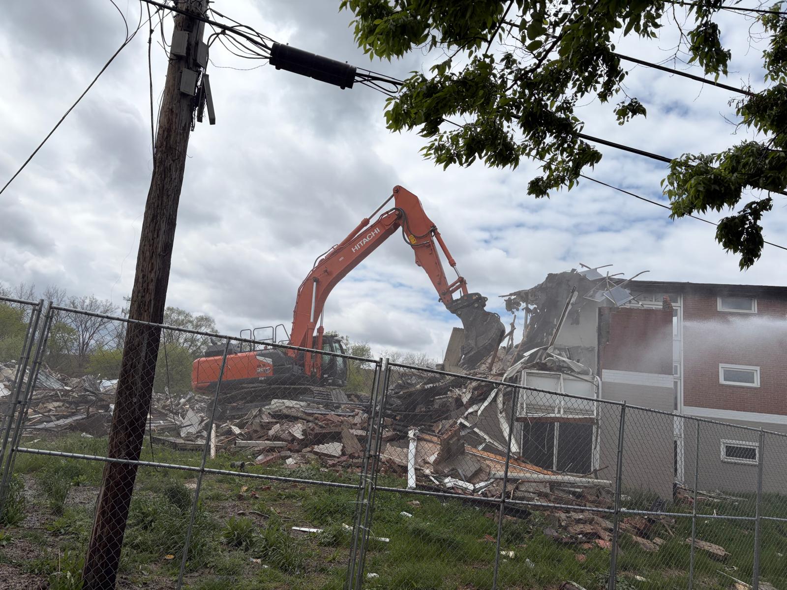 Demolition project with heavy equipment